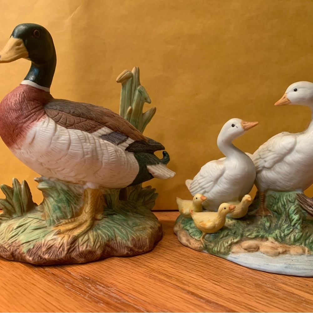 Homco Duck Figurine Pair in Brown and White